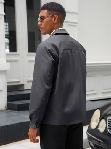 Runcati Mens Lightweight Jackets Full Zip Business Casual Windbreaker Fall Golf Coat Jacket with Pockets3