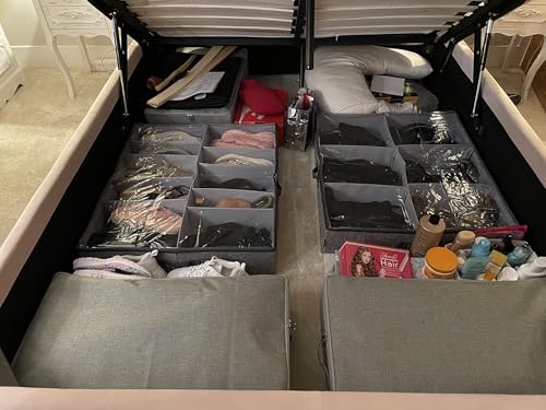 Amonsen 100 * 43 * 18cm Boden Schuhe Lagerung Organizer Behälter mit Deckel, staubdicht und atmungsaktiv, strapazierfähiges Kunststoffbrett in Boxen, dunkelgrau