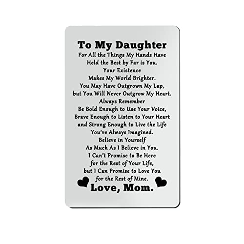 Xiahuyu Daughter Gifts from Mom Engraved Wallet Insert Card for Daughter Christmas Birthday Gifts Daughter Graduation Gifts Wedding Gifts Encouragement Gifts for Daughter