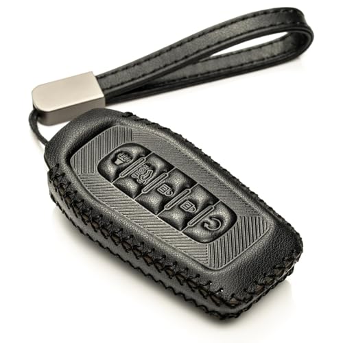 Vitodeco Leather Key Fob Cover Case Protector Compatible with Infiniti QX60, QX80, (2025-2026 Models) - 5 Buttons, All Black