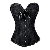 [フィラエィシ] レディーズダイエット用プラスサイズ 7色選べる華麗なレースとブロケードウエストニッパー オーバーバストコルセット ブラックＸＳ