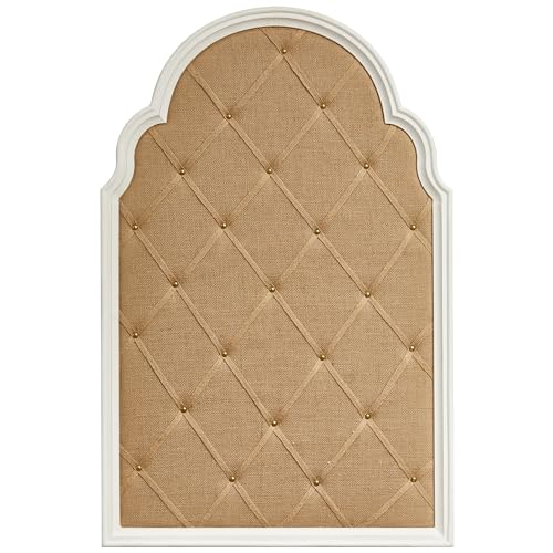 SOFE 36x24 Arched Fabric Bulletin Board with Ribbon, White Framed by SOFE - Used condition - Image 2