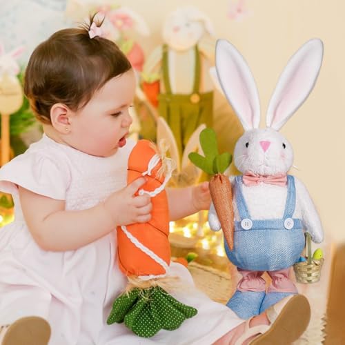 Décoration de Pâques : lapin debout en tissu pour étagère vide