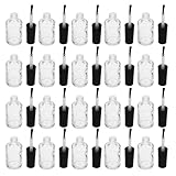 Housoutil Frascos Vacíos para Esmalte de Uñas 15 Ml de Vidrio Transparente con Tapa y Pincel Pack de 20 Unidades Envases Recargables para Manicura y Viaje