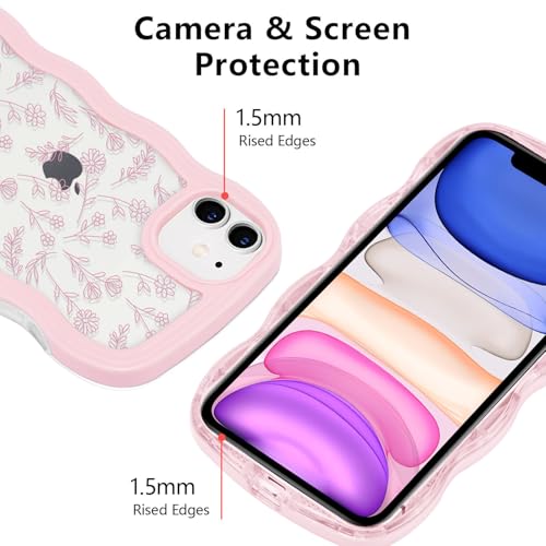 Coque iPhone 11 rose vagues esthétique fleur silicone souple