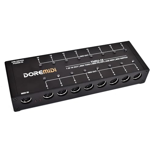 DOREMiDi MIDI THRU-16 Box Filter&Switch 1 MIDI input into 16 MIDI outputs and each MIDI output can edit MIDI filters(THRU-16)