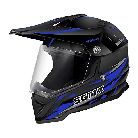 SGTTX Motocross Helmets Motorcycle Helmets Motorcycle Racing Helmets Downhill Full Face Helmets MX Helmets Cross Enduro Quad Mountain Helmets ECE for Women Men Adults - BLUE XL (61CM) Cover