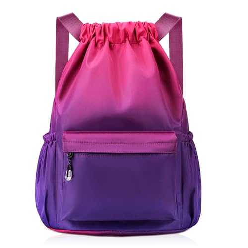flintronic Sacos de cordas mulher homem mochila, cordas impermeáveis saco de ginásio, desportivo impermeável mochila de praia, com compartimento sapatos e bolso húmido, para ioga desporto, D- vermelho
