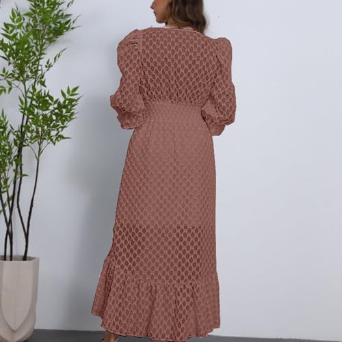 Image of Womens Short Sleeve High Low V-Neck Long Maxi Boho Spring Summer Easter Dress Bridal Shower Dresses for Guest