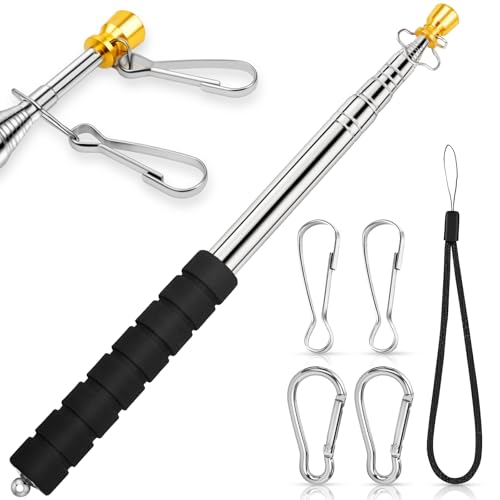 ICOMEY Portable Handheld Flag Pole for Carrying, 8.2Ft/2.5M Stainless Steel Telescopic Tour Guide Flagpole, Extendable Telescoping Hand Held Carry Flagpoles for 3x5 4x6 Flags with 4 Pcs Clips (Black)