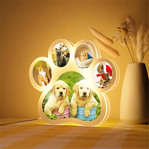 Coudf Lampe photo personnalisée patte de chien personnalisé 5 Photos lampe acrylique patte de chien décor de chambre veilleuse(Acrylique - Patte de chien 1 181 * 159 mm) Cover