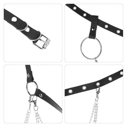 Punk leather Waist Chain Belt Gothic Body Harness Belt Adjustable Layered Body Chains Waistband Club Rave Outfit3