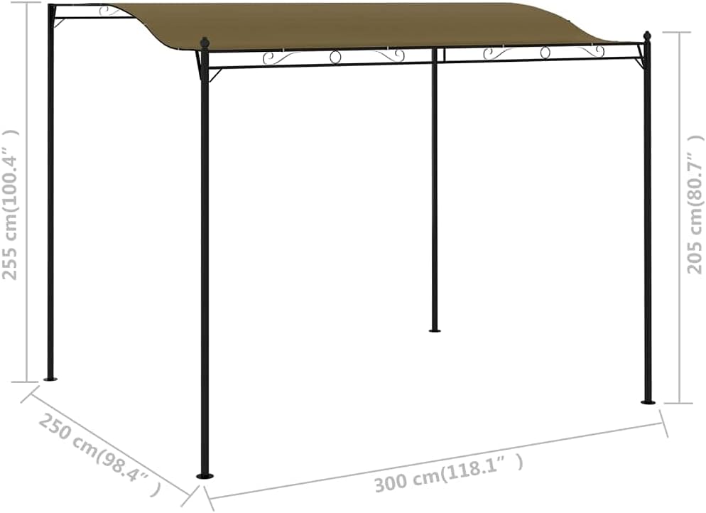 Outdoor Gazebo,Patios Canopy,Rugged Metal Structure,for Lawn, Garden, Backyard and Deck,Anti-UV,Sunshade Awning 118.1"x98.4" Taupe (Priority Delivery)