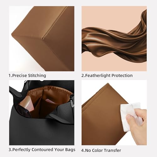 DGAZ Purse Organizer Silky Smooth,Silk,Luxury Handbag Tote in Bag Shapers, Women- Fits picotin18/22Bags (Gold, PC18)