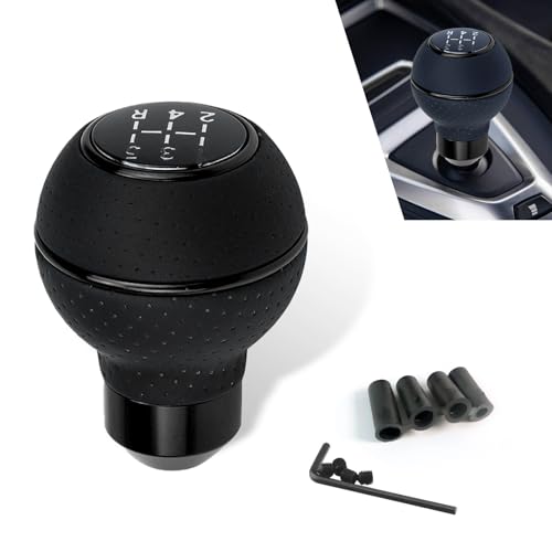 Qurbuns Car Leather Gear Shift Knob, 5/6 Speed Manual Vehicle