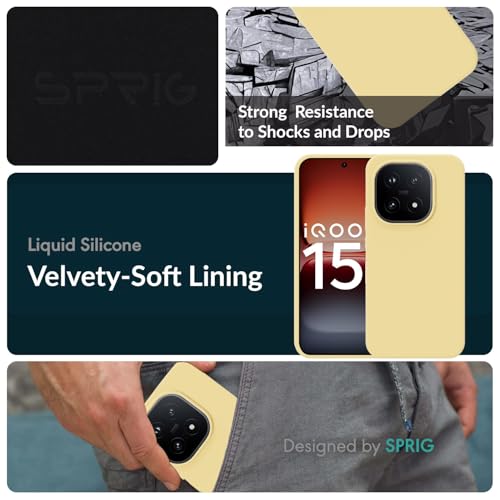 Image of SPRIG Compatible with IQOO 15 5G SilkTone Silicone Back Cover Drop Tested Shock Proof Mobile Case for Men, Women, Boys and Girls with Camera Protection (Light Yellow)