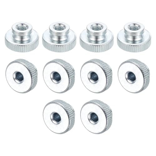 sourcing map Knurled Thumb Nuts, 18Pcs M6x1mm Iron Round Knobs Fasteners for 3D Printer Part, Silver Tone