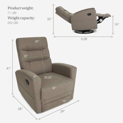 Image of Dream On Me Chatham Deluxe Nursery Glider Recliner, Amazon Exclusive, Light Truffle