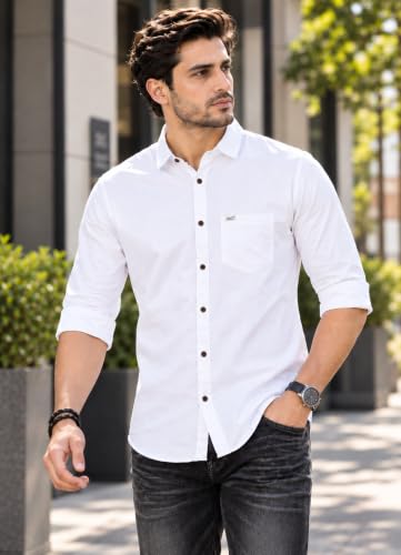 Majestic Man Men Classic Slim Fit Cotton Casual Shirt Milky White - Image 7