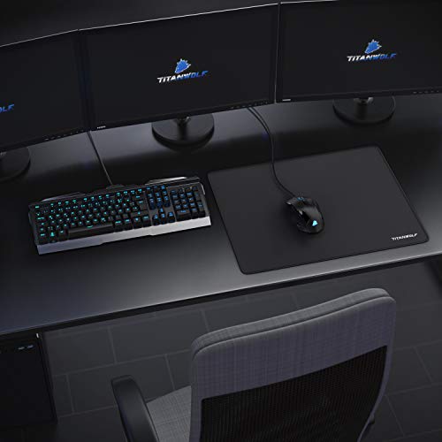 TITANWOLF - XL Gaming Mauspad Titanwolf - 440 x 350mm - XL Mousepad - Tischunterlage Large Size - verbessert Präzision und Geschwindigkeit - Gummiunterseite für stabilen Halt auf glatten Oberflächen