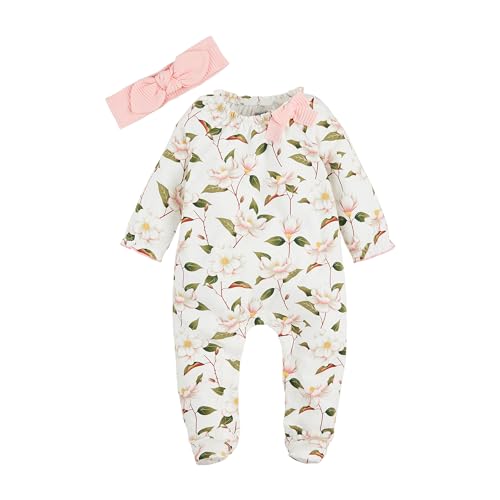 Image of Mud Pie Baby Girls Mud Pie Baby Girl Magnolia Printed Sleeper