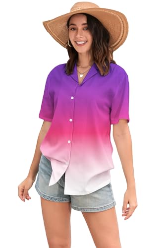 Image of SANGTREE Girls & Women's Hawaiian Shirts Button Down Short Sleeve Floral Tropical Shirt Beach Vacation Blouse Tops