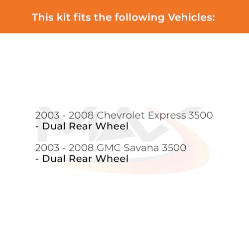Image of Max Advanced Brakes Rear Brake Kit Compatible With 2003-2006 2007 2008 GMC Savana Compatible With Chevy Express 3500 Replacement Premium OE Disc Brake Rotors and Ceramic Brake Pads