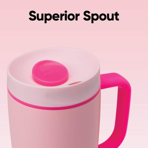 Image of Owala SmoothSip Slider Stainless Steel Insulated Travel Mug with handle, 100% Leak Proof, For Hot and Cold Drinks, Travel Friendly with Sliding Lock Lid, 12oz, BPA Free, Leak Proof, Pucker Up