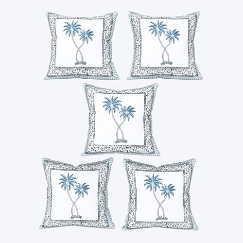 Image of BLOCKS OF INDIA Hand Block Printed Cotton Cushion Cover (16 x 16 inches) (Cushion 11)