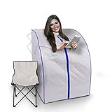 SereneLife SLISAU20SL Oversize Portable Infrared Home Spa | One Person Sauna | with Heating Foot Pad...