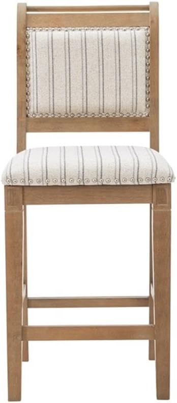 Linon Kendall 26" Counter Stool Padded Back & Seat in Greywash Finished Wood