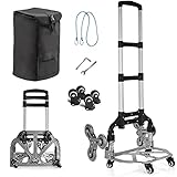 Hand Truck Stair Climber Cart with Wheels, Shopping Folding Grocery Cart, Aluminum Alloy Folding Hand Truck Trolley for Luggage Package Delivery