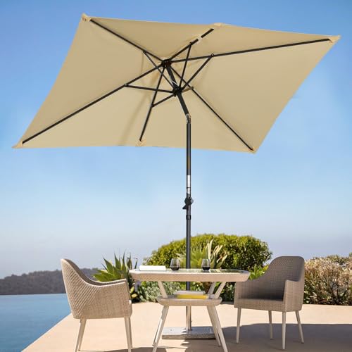 Parasol inclinado con manivela Angel Living sombrilla de jardín rectangular con mástil de 38mm 6