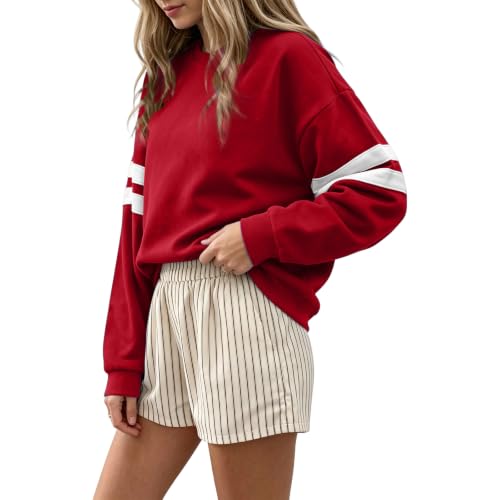 Womens Varsity Striped Sweatshirt Oversized Drop Shoulder Sweat Shirt - image 4