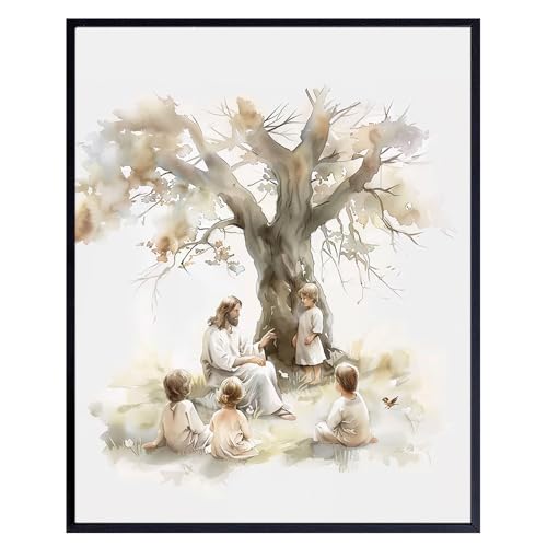 Image of Jesus Decor Nursery Art - God Poster 8x10 - Christ Wall Decor - Baby Room Wall Art - Christian Kids Room Decorations - spiritual Picture - Religious Print for Boy Girl Bedroom - Godly Gifts