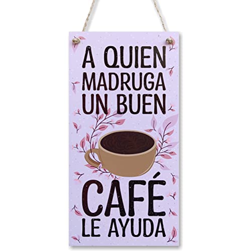 CARISPIBET A quien madruga décoracion para el hogar adorno colgante decorativo para la cocina placa decorativa 30 x 15 cm