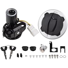 Ignition Switch Kit Assembly Fuel Gas Cap Tank Cover Seat Lock with 2 Removable Keys Compatible with Kawasaki Z800 Z900 Z900RS 2017-2023, 3 Pin