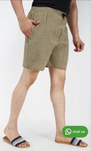 Image of Men's Cotton Regular Fit Checkered Shorts with Inside Comfortable Elastic Waistband (Pack of 3)