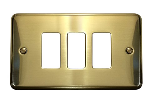  PLACCA BTICINO MAGIC 3 MODULI IN OTTONE LUCIDO MASSICCIO