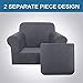 H.VERSAILTEX 2 Pieces Arm Chair Slipcover Furniture Protector Covers for Living Room, Rich Textured High Spandex Small Checks Knitted Jacquard (Charcoal Gray)