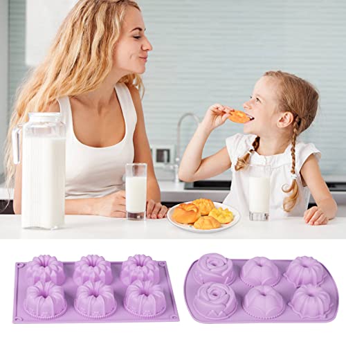 Aiertiber Set Of 5 Silicone Cake Pan And Set Of 24 Baking Cups, Fluted Tube Cake Pans Non Stick 6-Cavity Fancy Molds For Jello, Cupcake, Doughnut Donut, Cornbread, Brownie. (Set Of 29) #TOP3