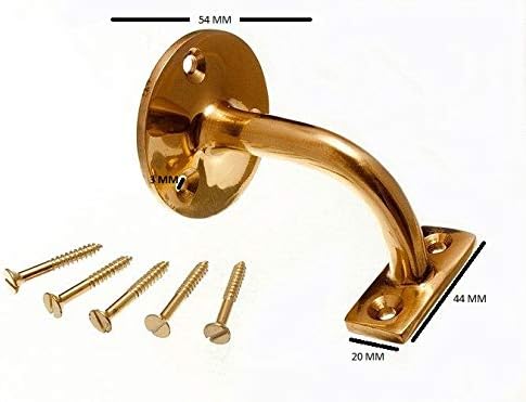 3 x STAIR HAND RAIL BRACKETS WALL SUPPORTS SOLID BRASS 3 1/2 INCH 87MM