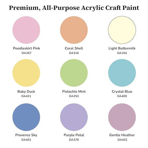 Image of DecoArt Americana Acrylic Paint Set - Essential Pastel Colors, 9 Bottles (2 fl oz) - Art and Craft Acrylic Paints for Canvas, Wood, and More