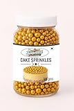 Jamboreee Golden Cake Sprinkles – Edible Metallic Gold Balls for Cake Decoration, Cupcakes, Desserts & Baking – 100g Jar