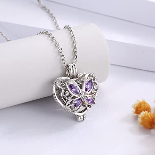 Butterfly Cremation Urn Necklace For Ashes - 925 Sterling Silver Cross Cremation Memorial Keepsake Locket With Cubic Zirconia Pendant Jewelry Women Keepsake Bereavement Gift For A Loss Of The Loved One (Open Locket) #TOP2
