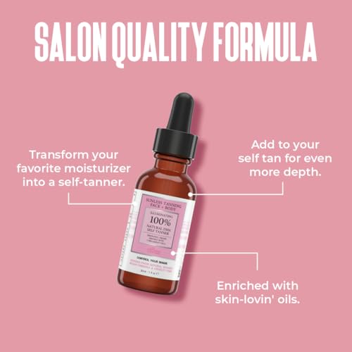 Divine Derriere Self Tanning Drops for Face - Self Tanner for A Maui Babe Body Glowing Tan - Body & Face Self Tanner Drops for a Natural Looking Self Tan, Sunless Tan, 1 fl oz.
