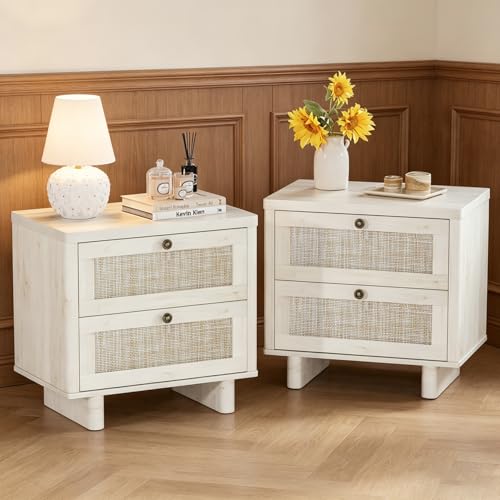 LAZZO White Nightstands Set of 2