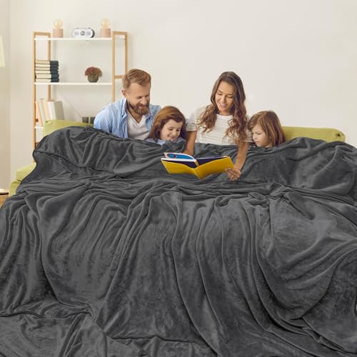 LaSyL Oversized Blanket 120x120 Inches, 10x10 Giant Huge for Bed, Sofa,Travel and Camping, Extra Large Big Soft Fits the Whole Family and Outdoor, Dark Grey