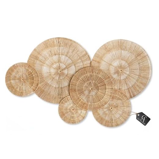 CHI AN HOME Wicker 23 Inch Jute Wall Decor Baskets, Set of 6 Extra Large Woven Jute Wall Plates, 23",21",15",13",12,10", Decorative Baskets for Wall Arts, Wall Hanging for Bedroom, Living Room, Office