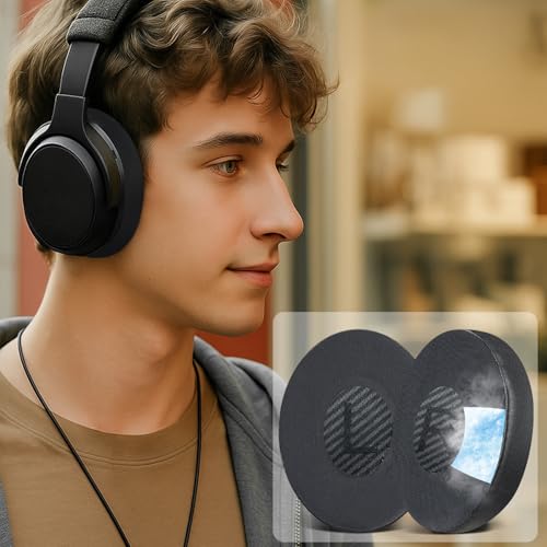 Image of SOULWIT Cooling-Gel Ear Pads Replacement for Bose On-Ear 2 (OE2 & OE2i) / SoundLink /SoundTrue On-Ear Headphones, Earpads Cushions with High-Density Noise Isolation Foam - Full Black